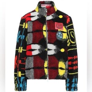 NWT Chopova Lowena Ranger Fleece Zip Up Jacket in Black Multi Brand New